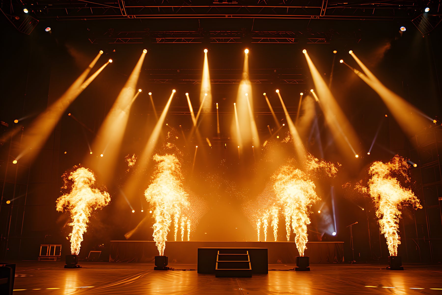 Flame effects and stage lighting