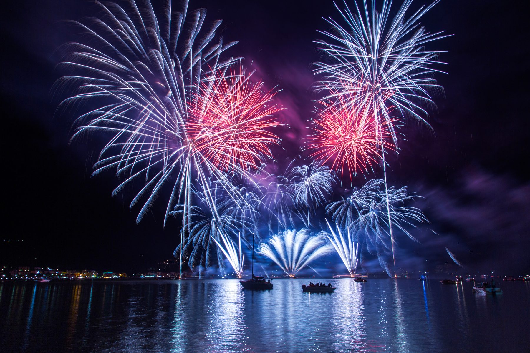 Fireworks over water